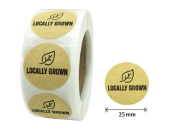 Locally grown - Klistremerker på rull, 500 stk, 25mm