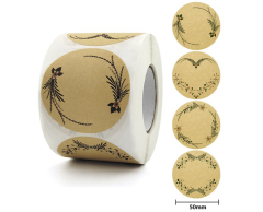 Rull med selvklebende av-og-på-kortklistremerker (50mm) laget av kraftpapir, 4 motiver, 500 stk.