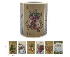 Til og fra korte juleklistremerker på rull, 6 motiver, 250 stk, 75x50