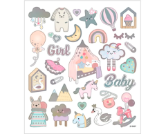 Baby shower klistremerker - Rosa babygirl