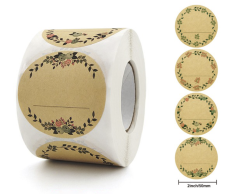 Runde blomsteretiketter, 4 design, 50 mm