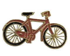 Rosa sykkel pin med gulldetaljer 30x20mm
