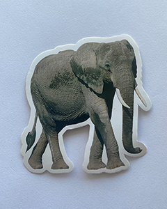 Elefant klistremerke - 75x80mm Diecut spesialform