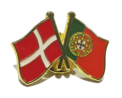 Danmark - Portugal vennskapsflagg emaljepin