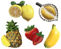 Eksotiske frukter, kjøleskapsmagnetpakke, 5 stk, 30-66mm