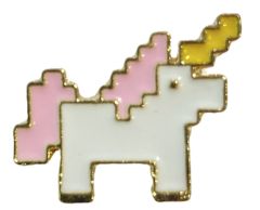 Pixel enhjørning pin med rosa hanekam 18x20mm