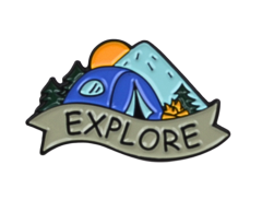 Explore blå telt og fjell pin