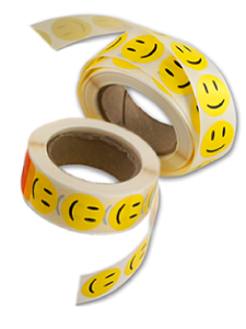 Gule Happy smiley-klistremerker 2 cm