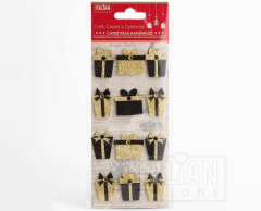 Glittergave-klistremerker, sort og gull