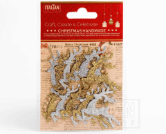 Glitter reinsdyr sølv og gull, 12 delers pakke