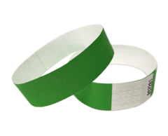Grønne Tyvek armbånd uten trykk med sikkerhetslim