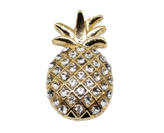 Vakker gull ananas bling pin brosje med similisten 23x13mm