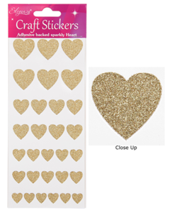 Gullglitter hjerteklistremerker