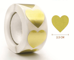 Gull Hjerte Klistremerker, 25mm, 500 stk.