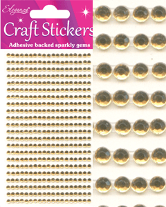 Gull rhinsten strenger 3mm, selvklebende, 418 stk. pakke