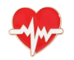 EKG hjerterytme brosje - Elektrokardiogram pin, 41x45mm
