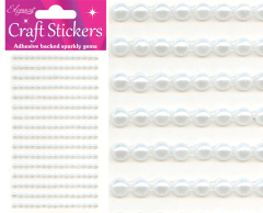 Hvite perle klistremerker 4mm, 240 stk