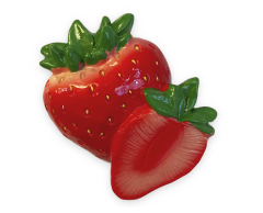 Jordbær kjøleskapsmagnet, 3D fruktmagnet, 47x40mm