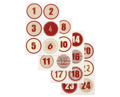 Julekalendertall klistremerker 1-24