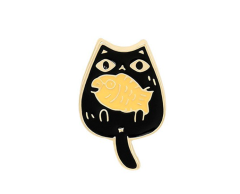 Liten katte pin med fisk 20x13mm