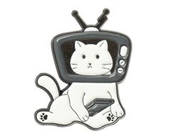 Katt med TV på hodet pin