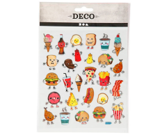 Klistremerkeark med deilig Fastfood - Sølveffekt, 27 stk