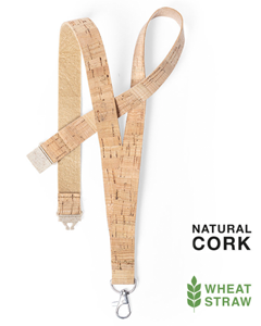 Kork nøkkelbånd med tekstur + breakaway spenne - uten trykk