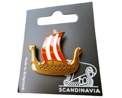 Viking langskip emaljepinne med blank finish
