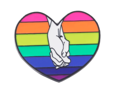 Hånd i hånd emalje pin - LHBT hjerte 32x26mm