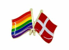 Regnbue / Danmark vennskapsflagg emaljepin 