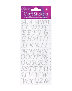 Sølvglitter bokstavklistremerker
