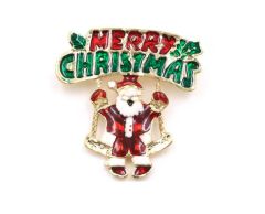 Merry Christmas nisse på gynge brosje