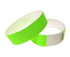 Neon lime Tyvek-armbånd uten trykk med sikkerhetslim