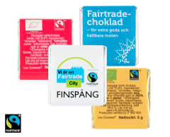 Økologiske Fairtrade-sjokoladeruter med trykk
