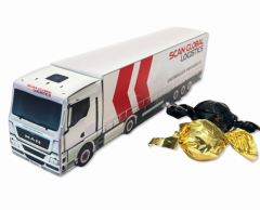 Liten lastebil med sjokolade - Skåret i papp med deres design