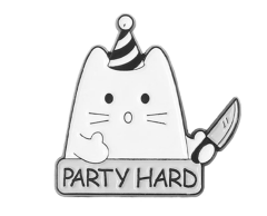 Party hard emalje pin, 27x27mm - Morsomt tilbehør til byturen