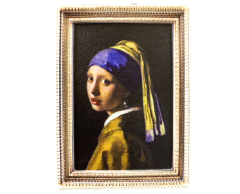 Kjøleskapsmagnet med Pike med perleørering av Johannes Vermeer, minimaleri, 76x55mm