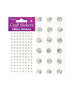 Sølv perle klistremerker med glitter - 4mm, 112stk