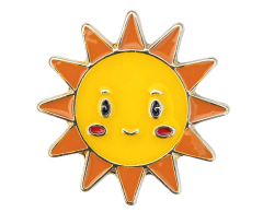 Glad sol pin med smilende ansikt kawaii 27x27mm