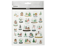 Snøkuleklistremerker med julemotiv, 25 stk
