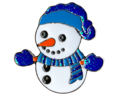 Snømann julepin med glitter 30x30mm