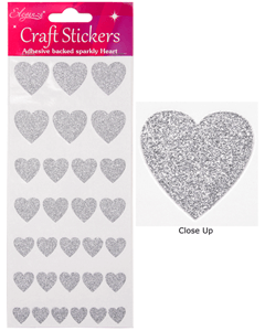 Sølv glitter hjerteklistremerker