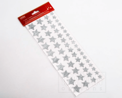 Stjerneklistremerker i glittersølv, 54 stk.