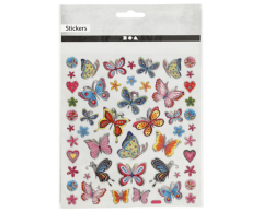 Fint klistremerkeark med sommerfugl - Sølveffekt