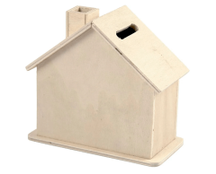 Sparehus av tre - Sparegris formet som hus