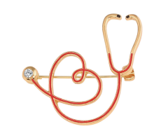 Stetoskop hjerte pin brosje for leger og sykepleiere 40x40mm