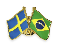 Sverige - Brasil vennskapsnål, 25x20mm