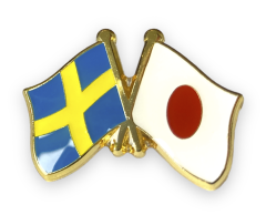 Sverige - Japan flagg vennskapsnål, 25x20mm