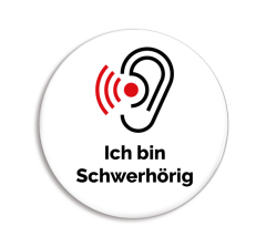 Jeg er tunghørt button (TYSK)
