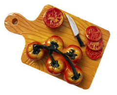Kjøleskapsmagnet, skjærebrett med ferske tomater, 3D magnet, 70x42mm